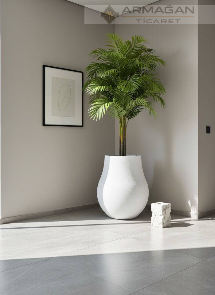 FİBER ARMUT SAKSI Beyaz