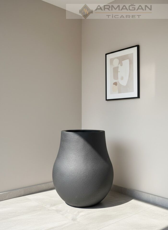 FİBER ARMUT SAKSI Siyah