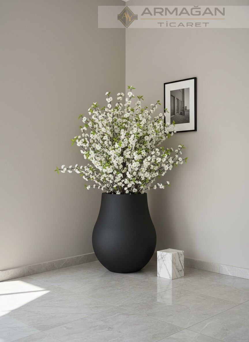 FİBER ARMUT SAKSI Siyah