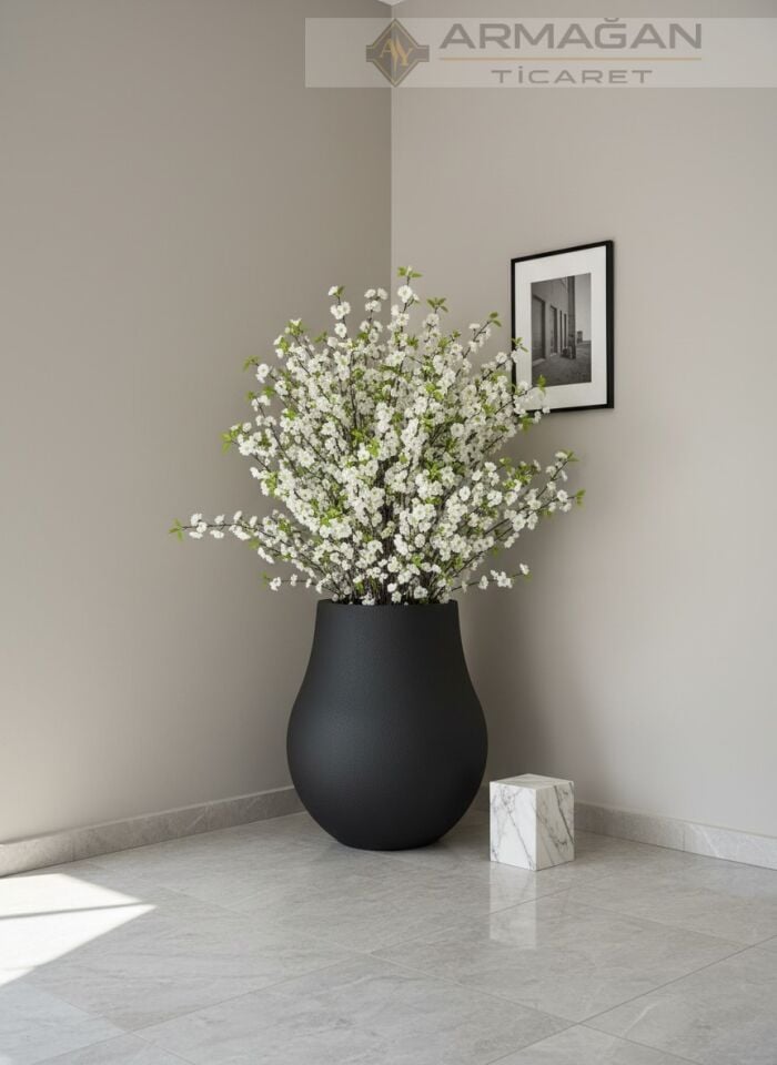 FİBER ARMUT SAKSI Siyah