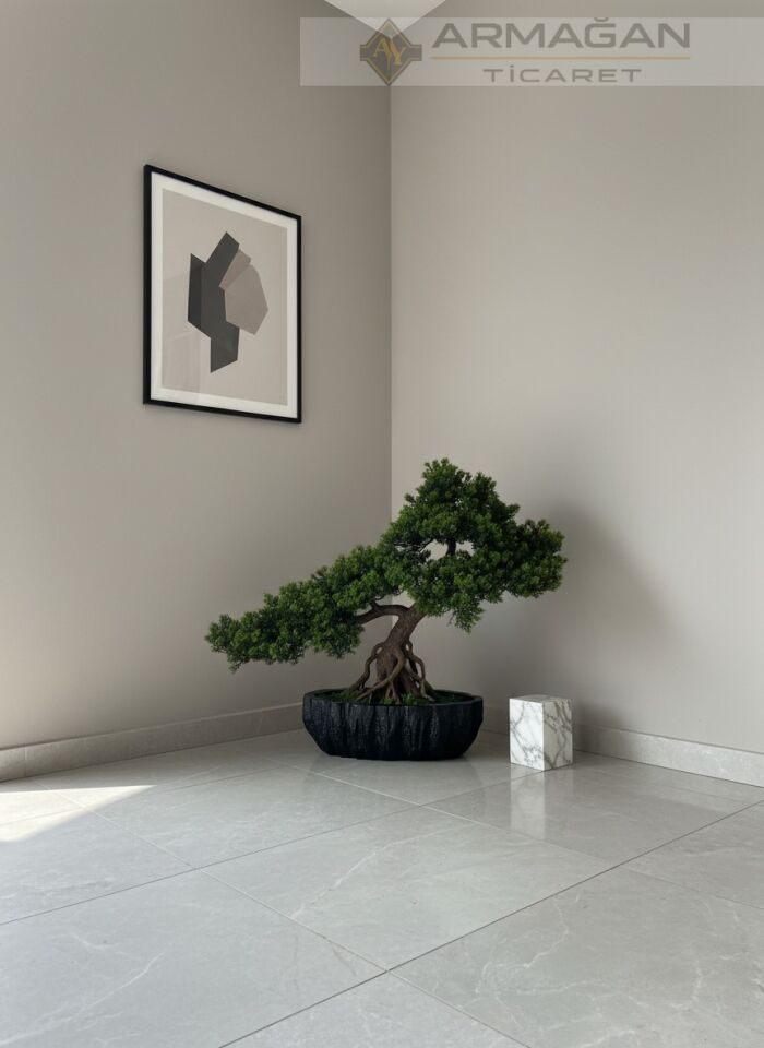FİBER BONSAİ YATAY SAKSI Siyah - Küçük