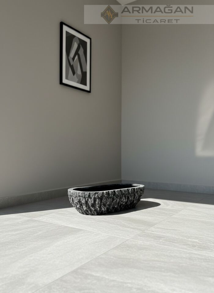 FİBER BONSAİ YATAY SAKSI Siyah - Orta