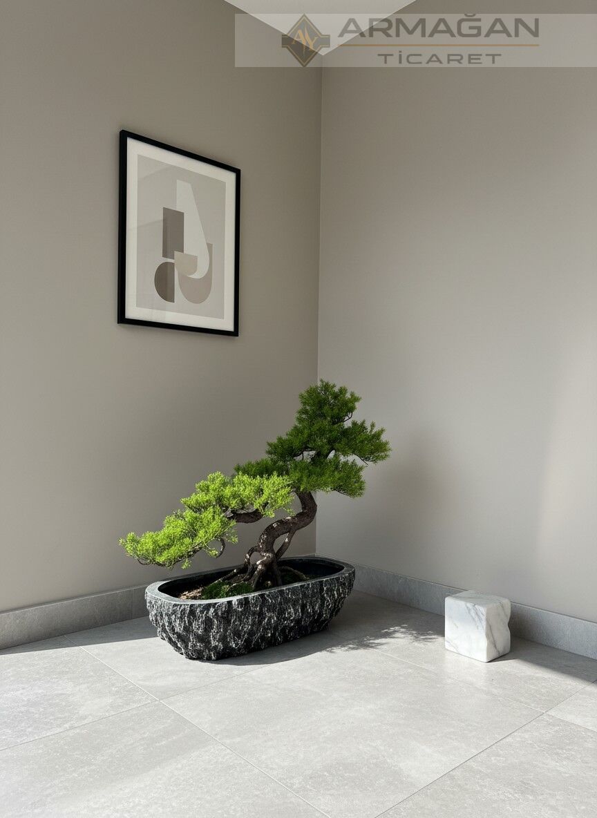 FİBER BONSAİ YATAY SAKSI Siyah - Orta