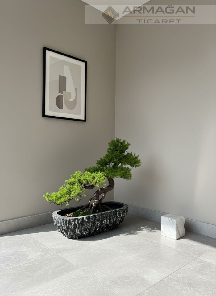 FİBER BONSAİ YATAY SAKSI Siyah - Orta