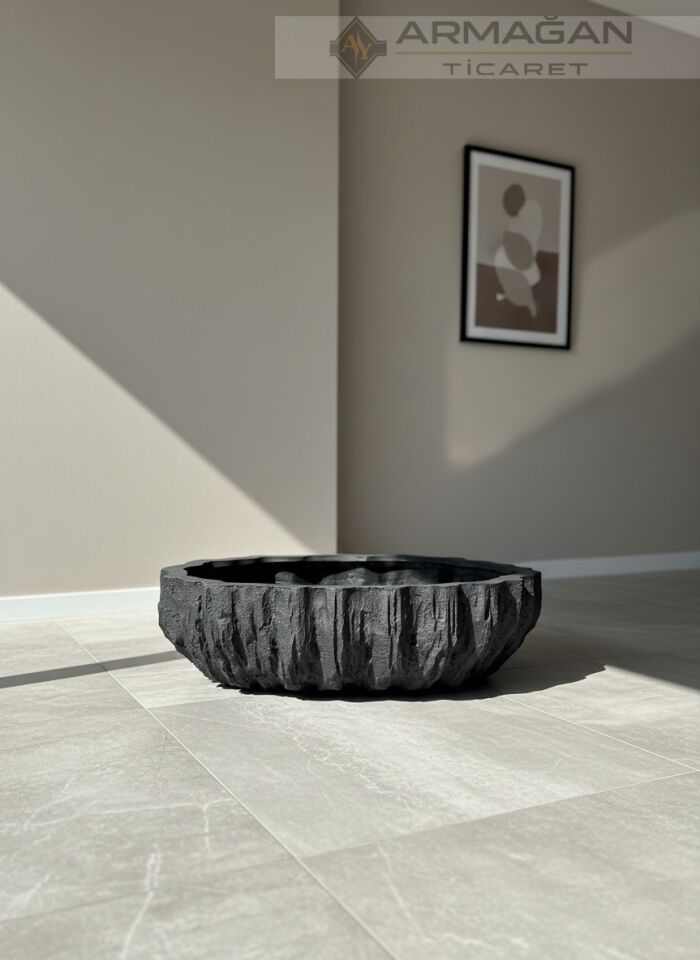 FİBER BONSAİ YATAY SAKSI Siyah - Büyük