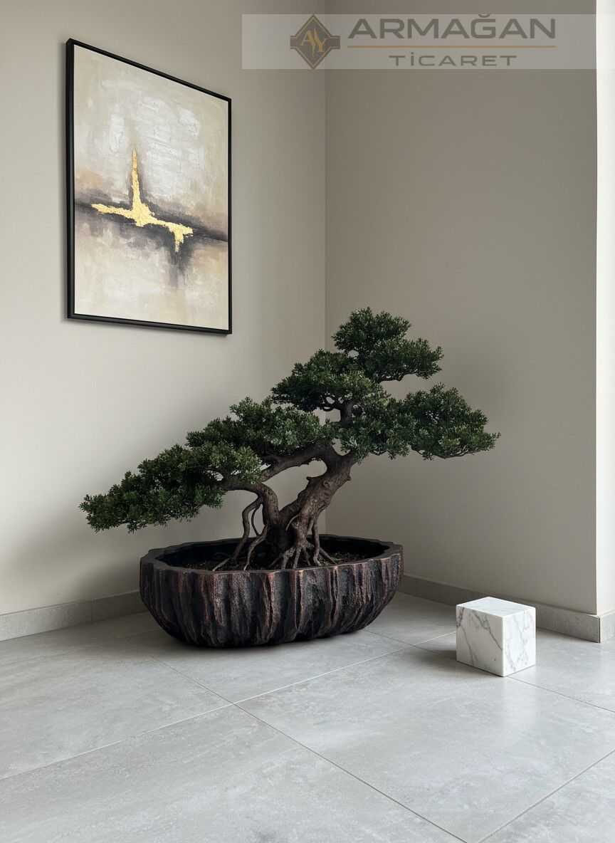 FİBER BONSAİ YATAY SAKSI Bakır - Büyük