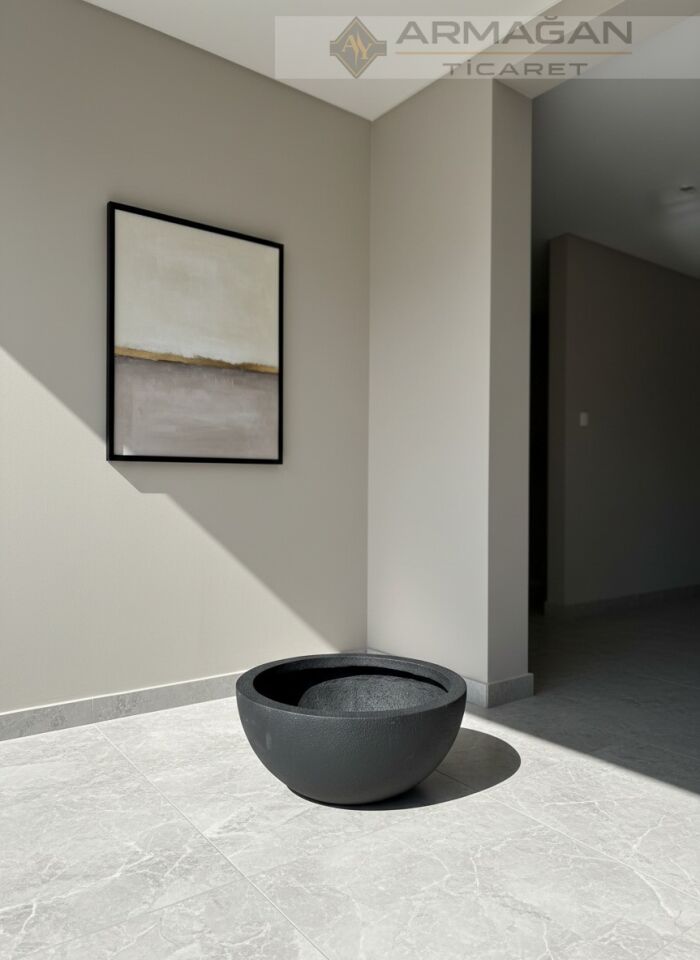 FİBER TAS SAKSI Siyah - Küçük