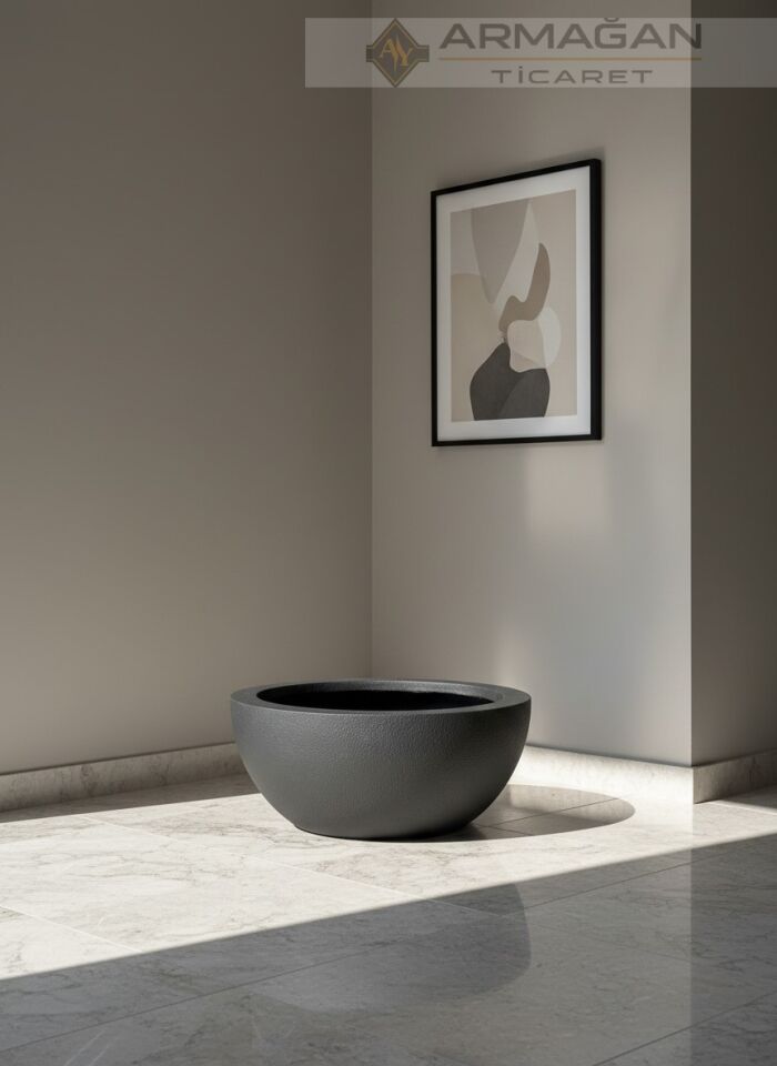 FİBER TAS SAKSI Siyah - Büyük