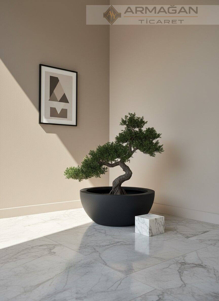 FİBER TAS SAKSI Siyah - Büyük