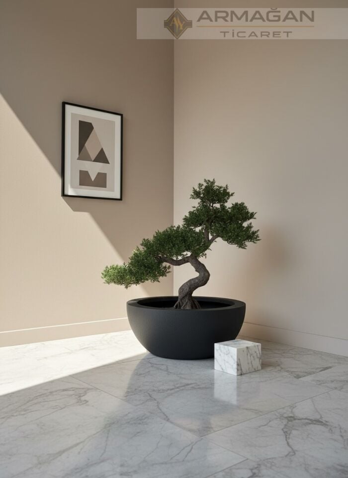 FİBER TAS SAKSI Siyah - Büyük