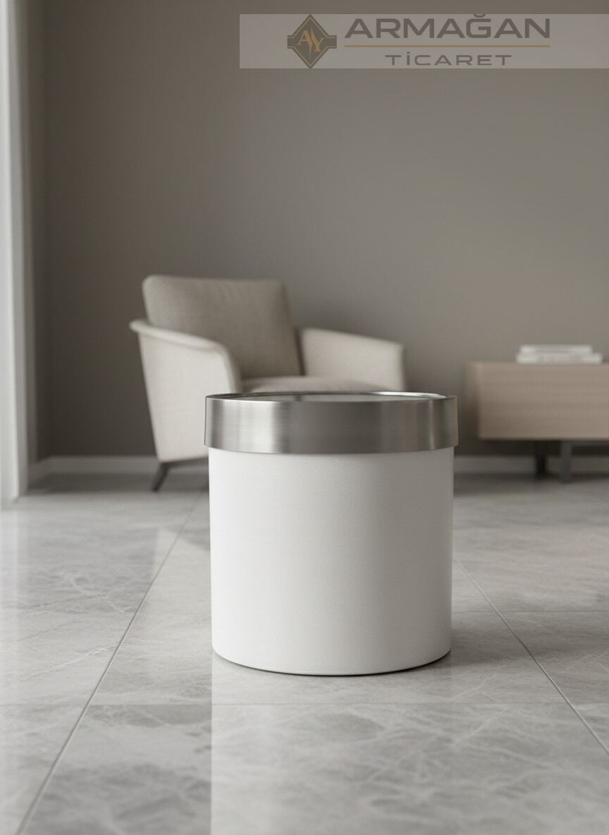 METAL ŞERİTLİ SAKSI Beyaz-Gümüş - 35-35cm