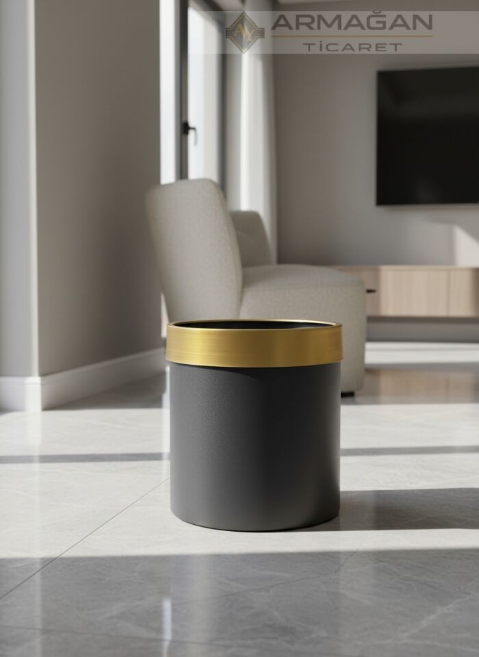 METAL ŞERİTLİ SAKSI Siyah-Gold - 35-35cm