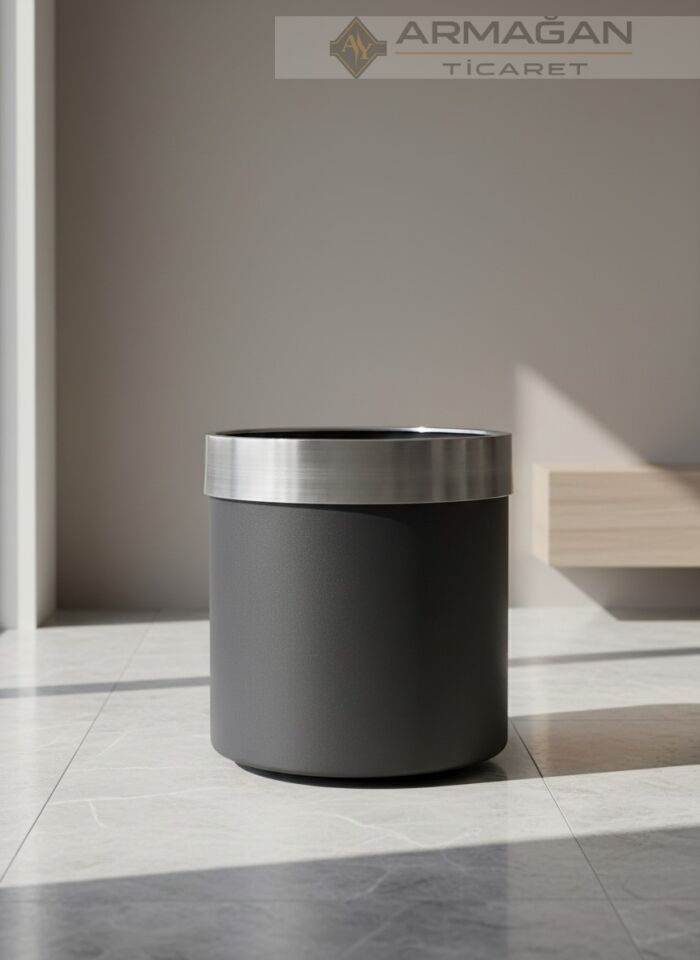 METAL ŞERİTLİ SAKSI Siyah-Gümüş - 35-35cm