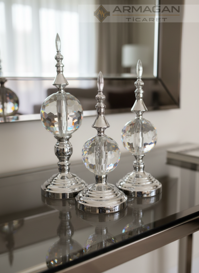 ALEM CAM DEKOR 3'LÜ SET Gümüş