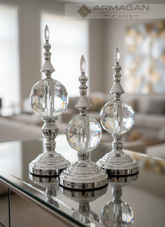 ALEM CAM DEKOR 3'LÜ SET Gümüş