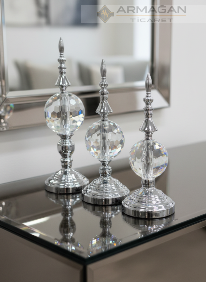 ALEM CAM DEKOR 3'LÜ SET Gümüş