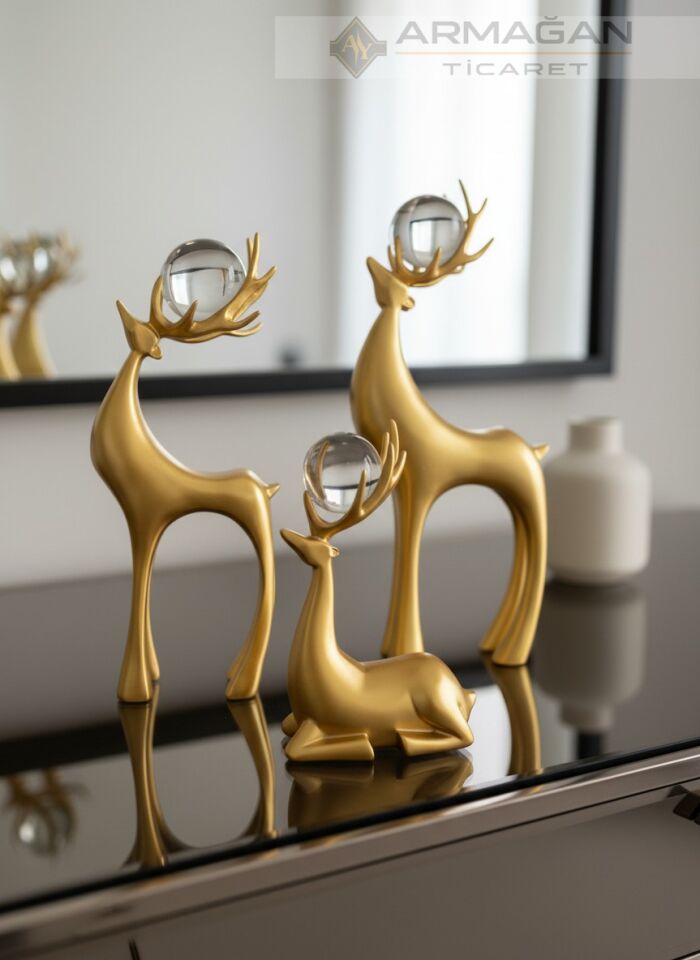 GEYİK 3'LÜ DEKOR SET Gold