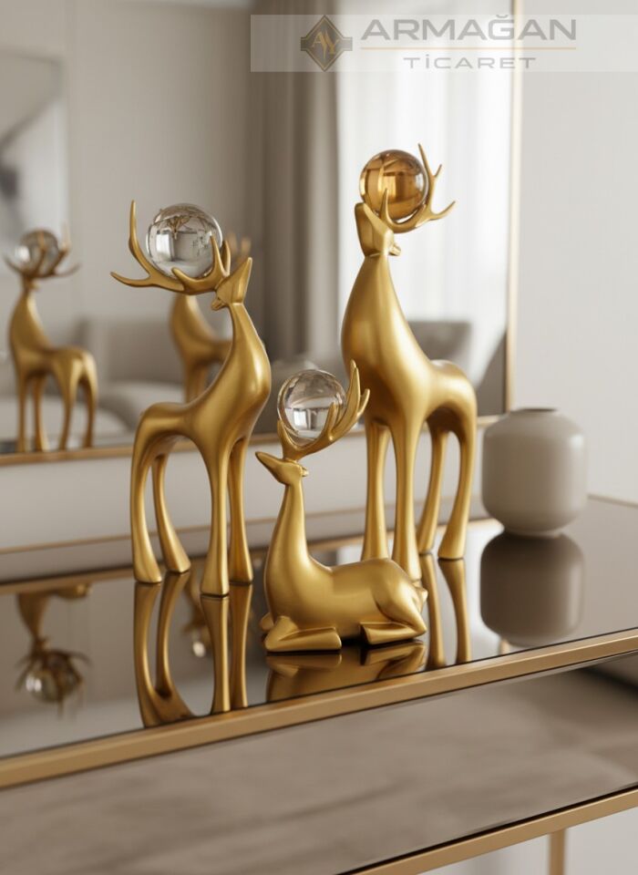 GEYİK 3'LÜ DEKOR SET Gold