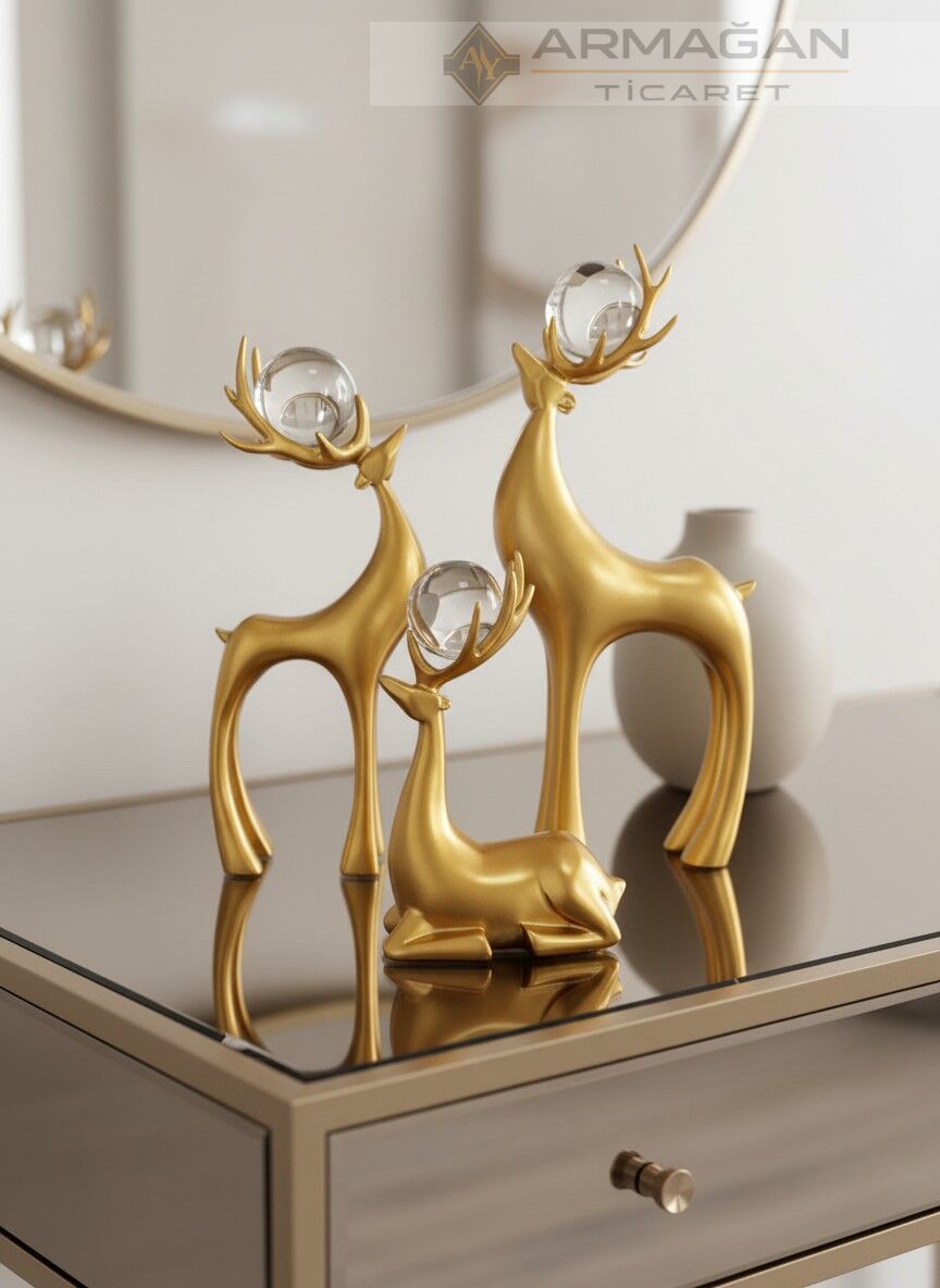 GEYİK 3'LÜ DEKOR SET Gold