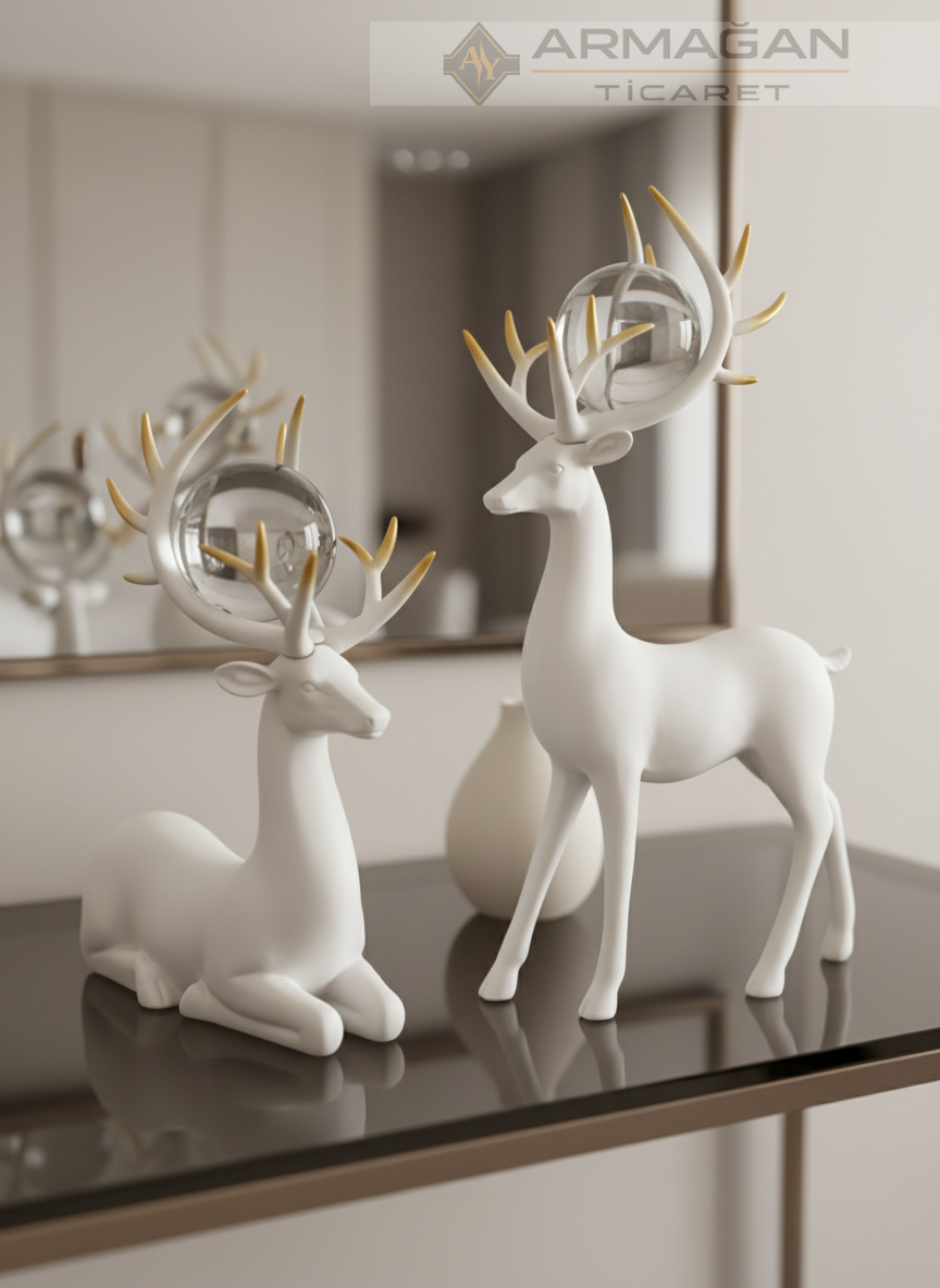 GEYİK 2'Lİ DEKOR SET Beyaz