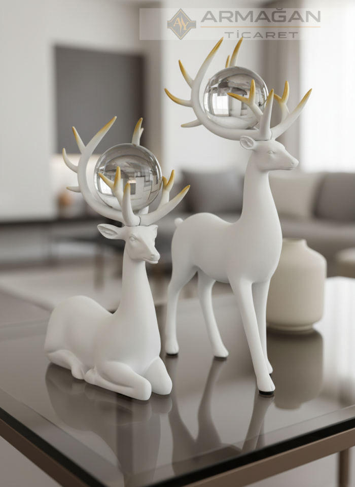 GEYİK 2'Lİ DEKOR SET Beyaz