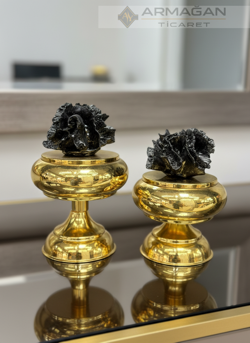 MERCANLI LOKUMLUK 2'Lİ SET Gold-Siyah