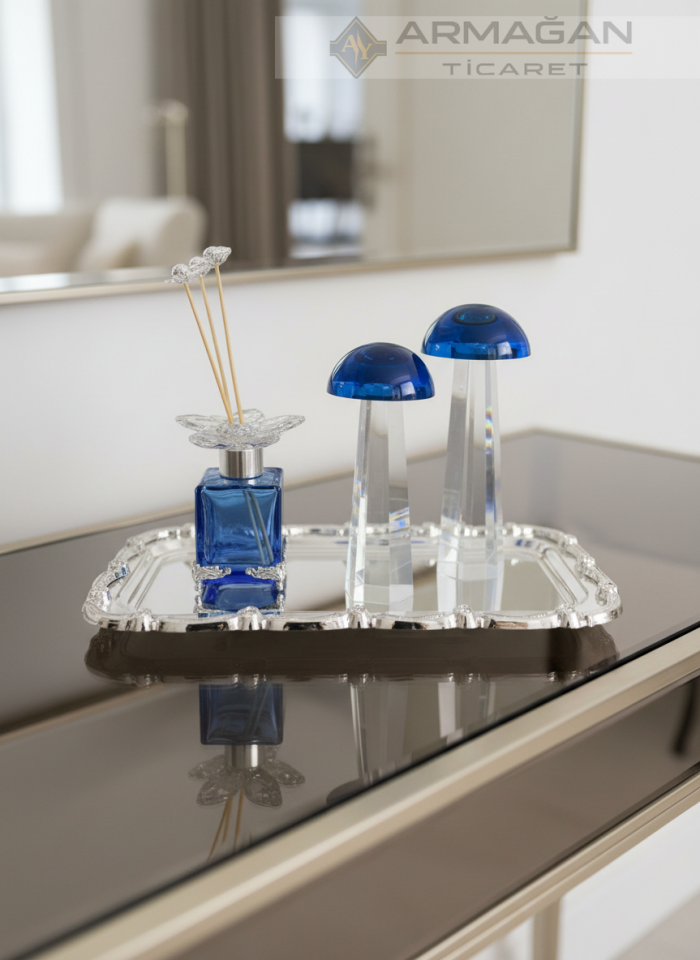 MANTAR, ODA KOKUSU ve TEPSİ SET Lacivert-Gümüş