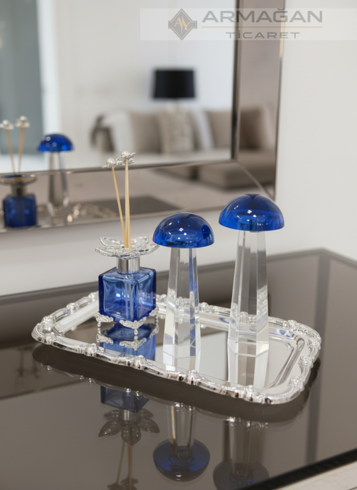 MANTAR, ODA KOKUSU ve TEPSİ SET Lacivert-Gümüş