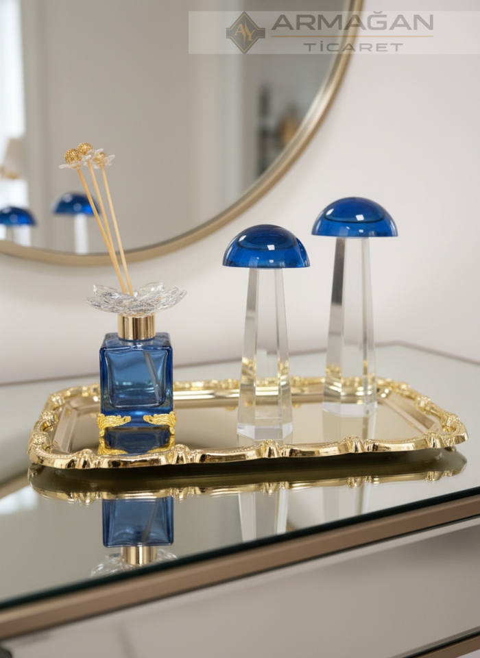 MANTAR, ODA KOKUSU ve TEPSİ SET Lacivert-Gold