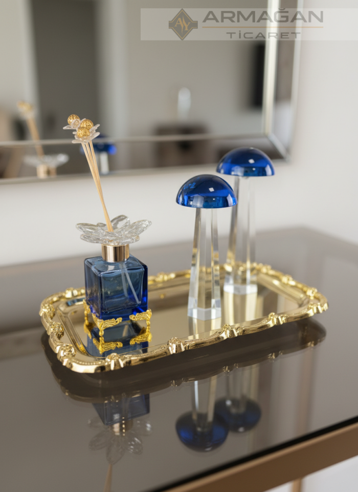 MANTAR, ODA KOKUSU ve TEPSİ SET Lacivert-Gold