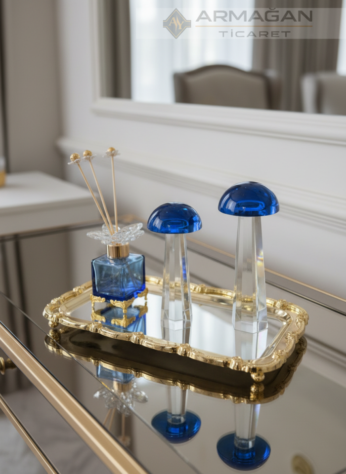 MANTAR, ODA KOKUSU ve TEPSİ SET Lacivert-Gold