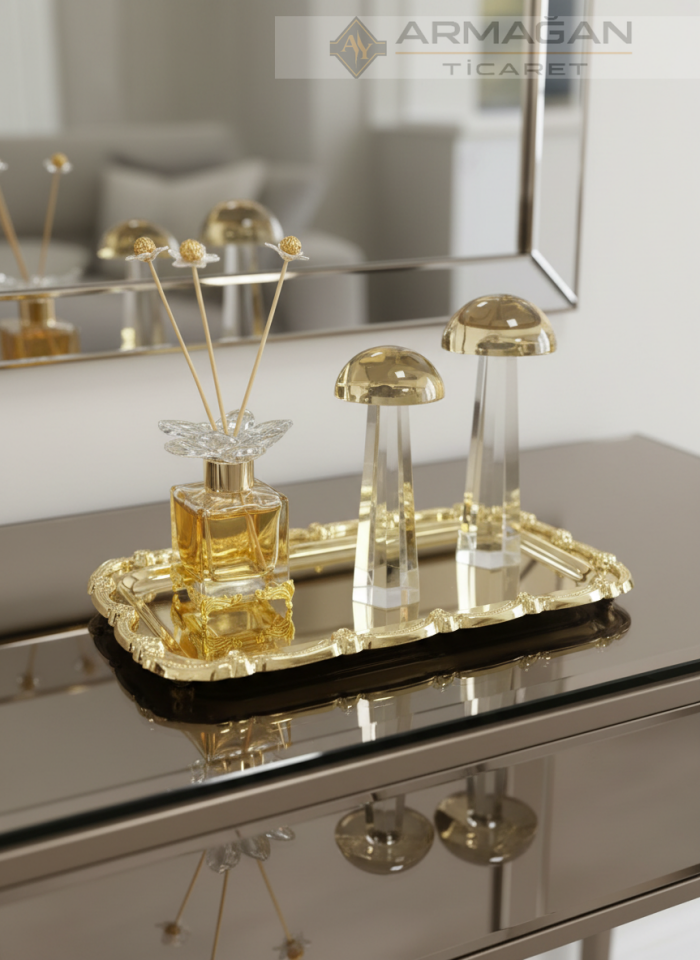 MANTAR, ODA KOKUSU ve TEPSİ SET Amber-Gold