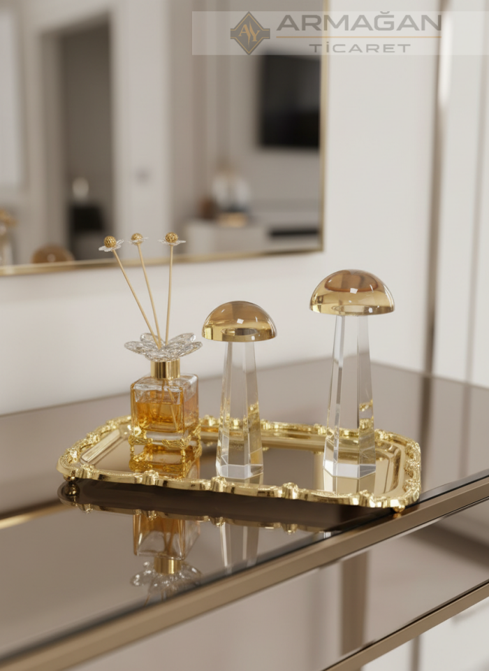MANTAR, ODA KOKUSU ve TEPSİ SET Amber-Gold