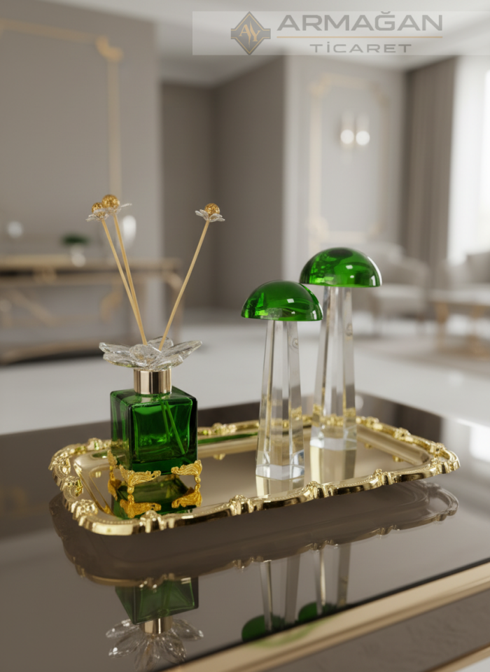 MANTAR, ODA KOKUSU ve TEPSİ SET Yeşil-Gold