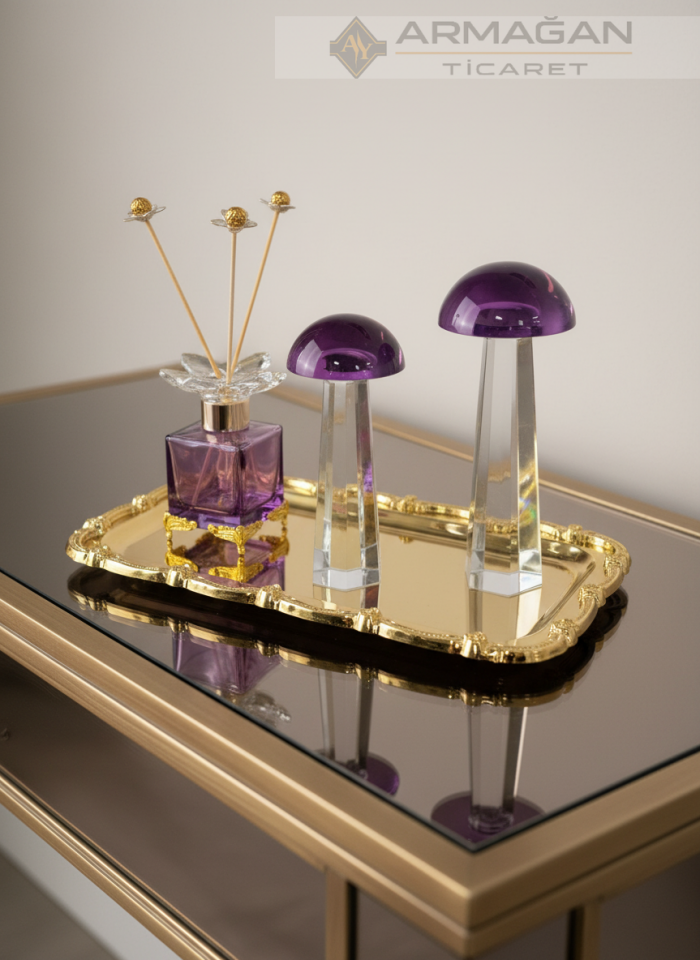 MANTAR, ODA KOKUSU ve TEPSİ SET Mor-Gold