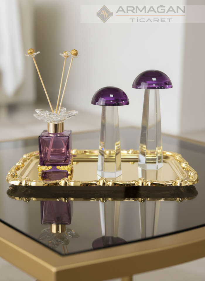 MANTAR, ODA KOKUSU ve TEPSİ SET Mor-Gold