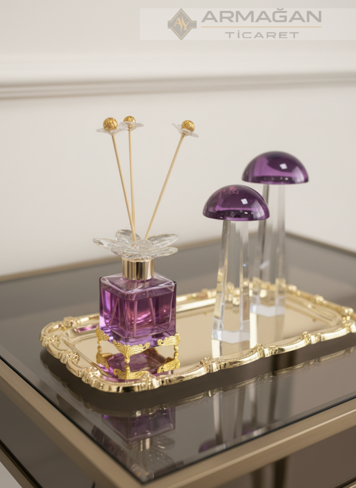 MANTAR, ODA KOKUSU ve TEPSİ SET Mor-Gold