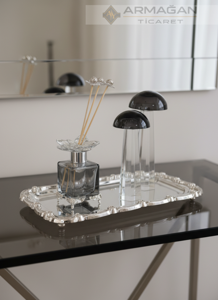 MANTAR, ODA KOKUSU ve TEPSİ SET Füme-Gümüş