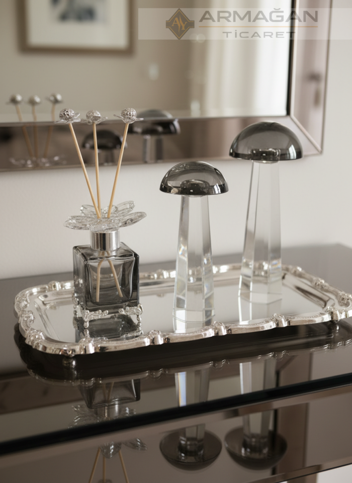 MANTAR, ODA KOKUSU ve TEPSİ SET Füme-Gümüş