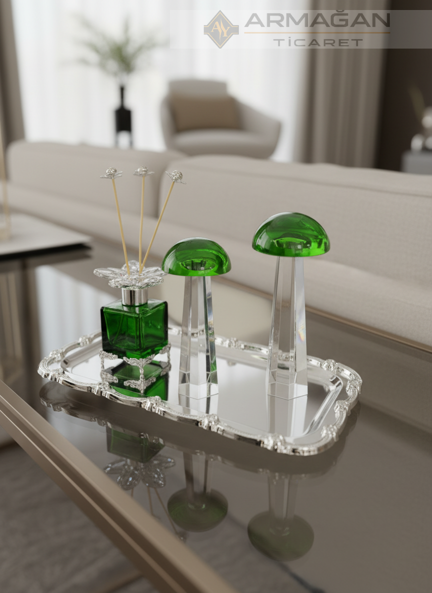 MANTAR, ODA KOKUSU ve TEPSİ SET Yeşil-Gümüş