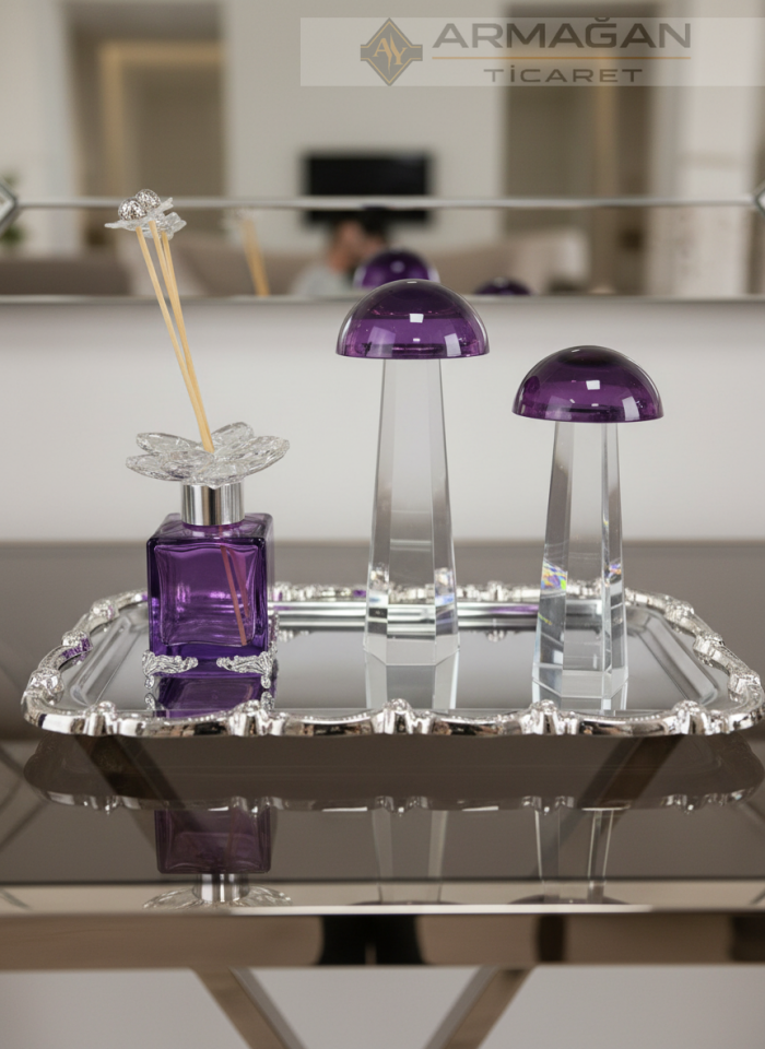 MANTAR, ODA KOKUSU ve TEPSİ SET Mor-Gümüş