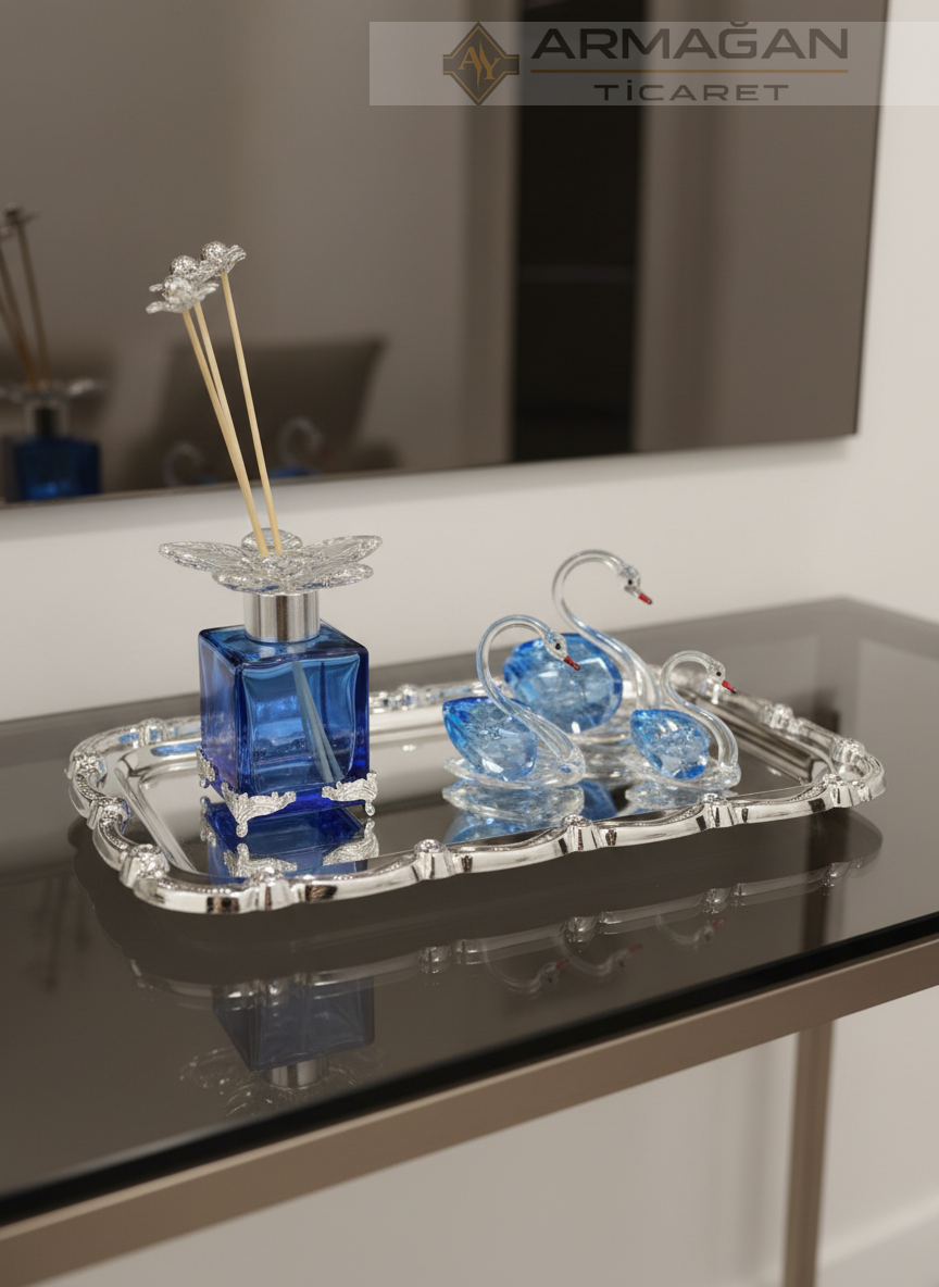 KUĞU, ODA KOKUSU ve BATON TEPSİ Lacivert-Gümüş