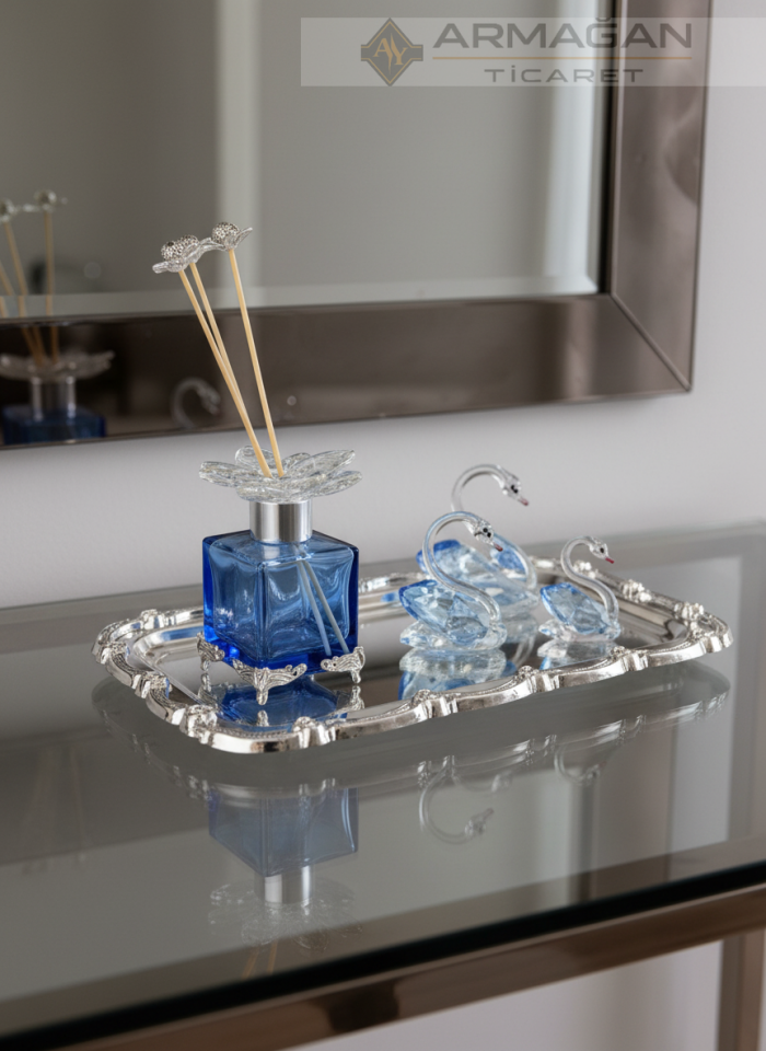 KUĞU, ODA KOKUSU ve BATON TEPSİ Lacivert-Gümüş