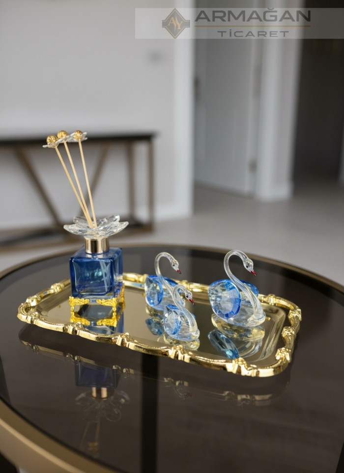 KUĞU, ODA KOKUSU ve BATON TEPSİ Lacivert-Gold