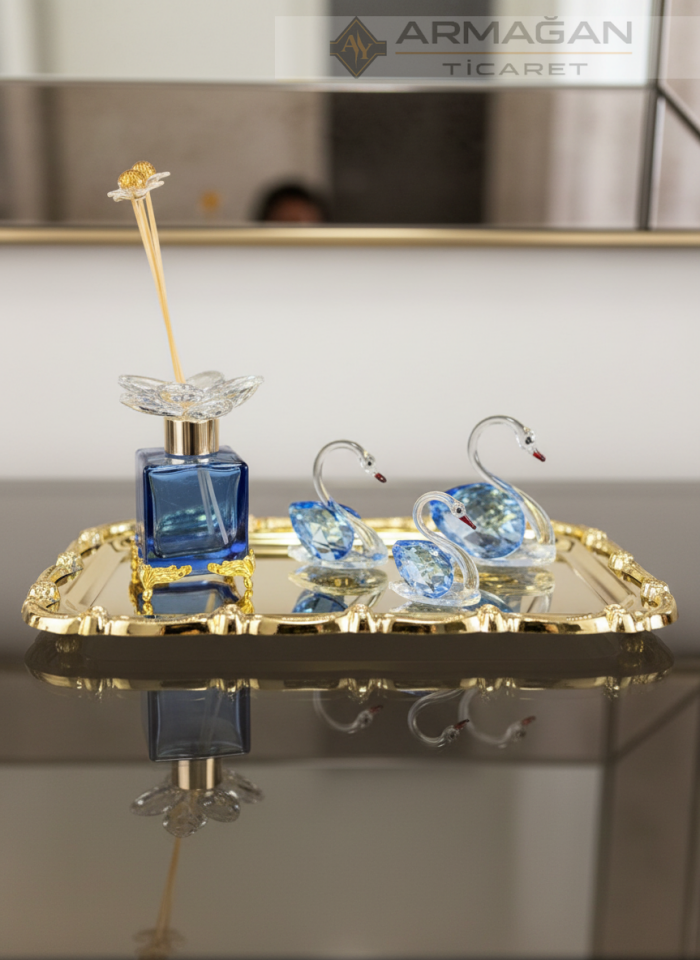 KUĞU, ODA KOKUSU ve BATON TEPSİ Lacivert-Gold