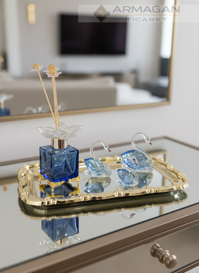 KUĞU, ODA KOKUSU ve BATON TEPSİ Lacivert-Gold