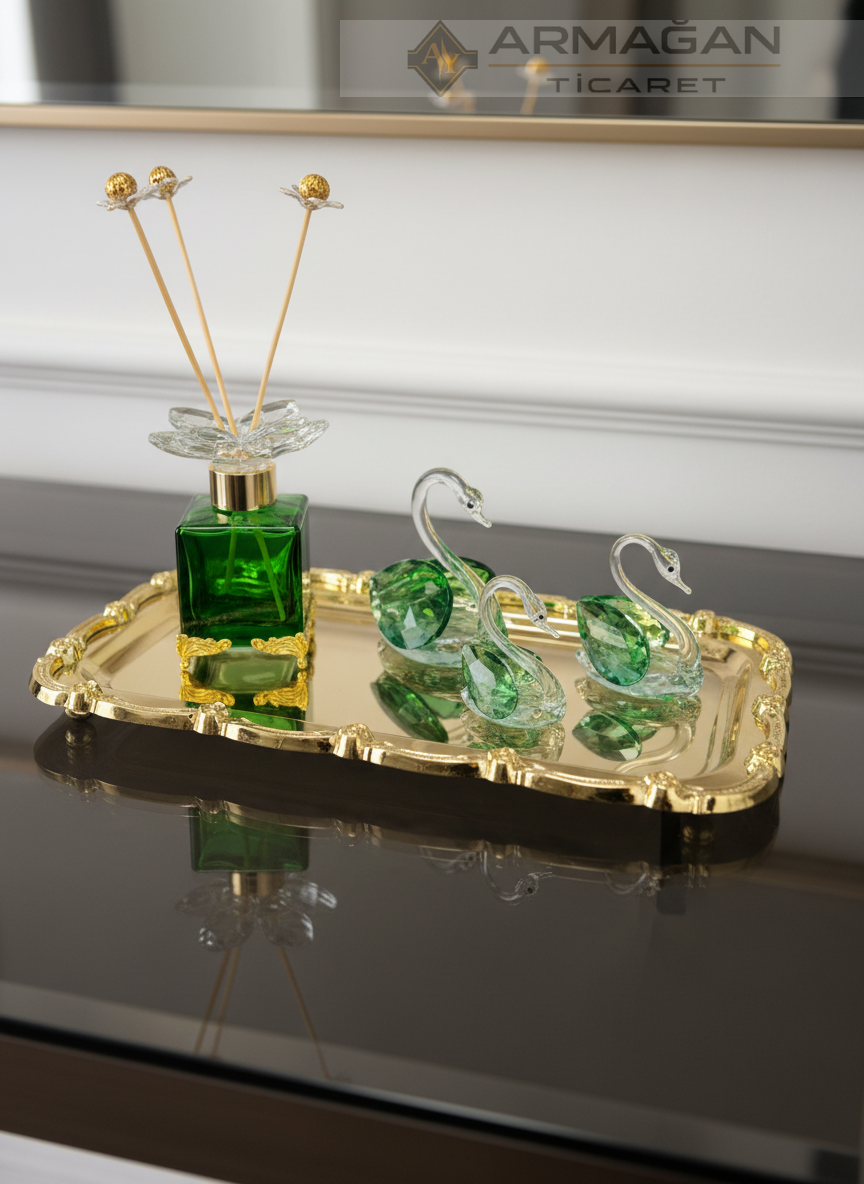 KUĞU, ODA KOKUSU ve BATON TEPSİ Yeşil-Gold