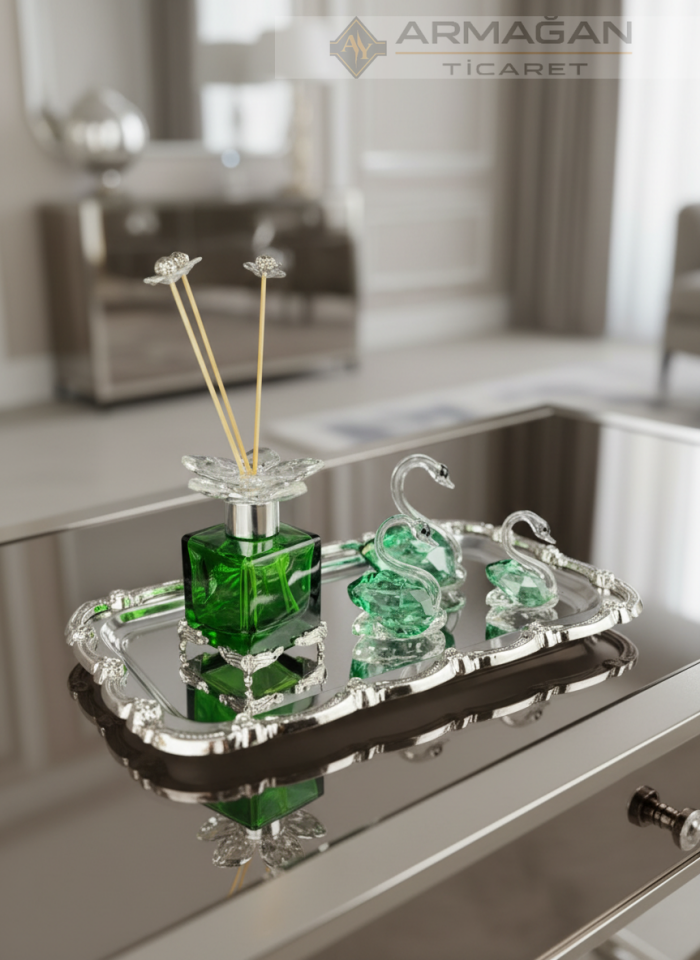 KUĞU, ODA KOKUSU ve BATON TEPSİ Yeşil-Gümüş