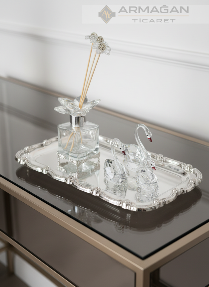 KUĞU, ODA KOKUSU ve BATON TEPSİ Şeffaf-Gümüş