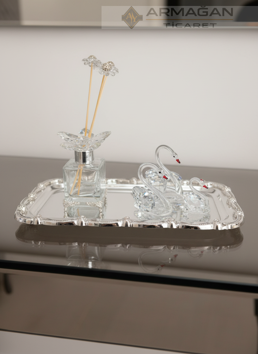 KUĞU, ODA KOKUSU ve BATON TEPSİ Şeffaf-Gümüş